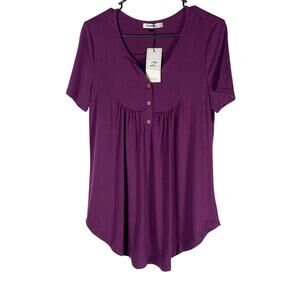 Purple Womens V-neck Blouse Size Small